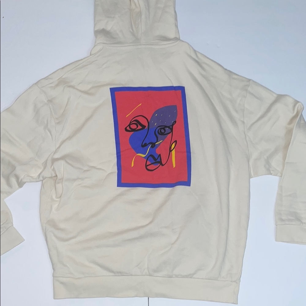 ASOS Cream Hoodie with Abstract Face Design